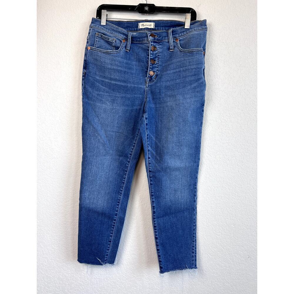Madewell 9" Mid-Rise Skinny Crop Jeans Exposed Button Fly Size 32